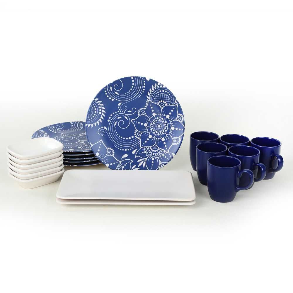 Керамичният комплект за закуска Blue Clove за 6 души