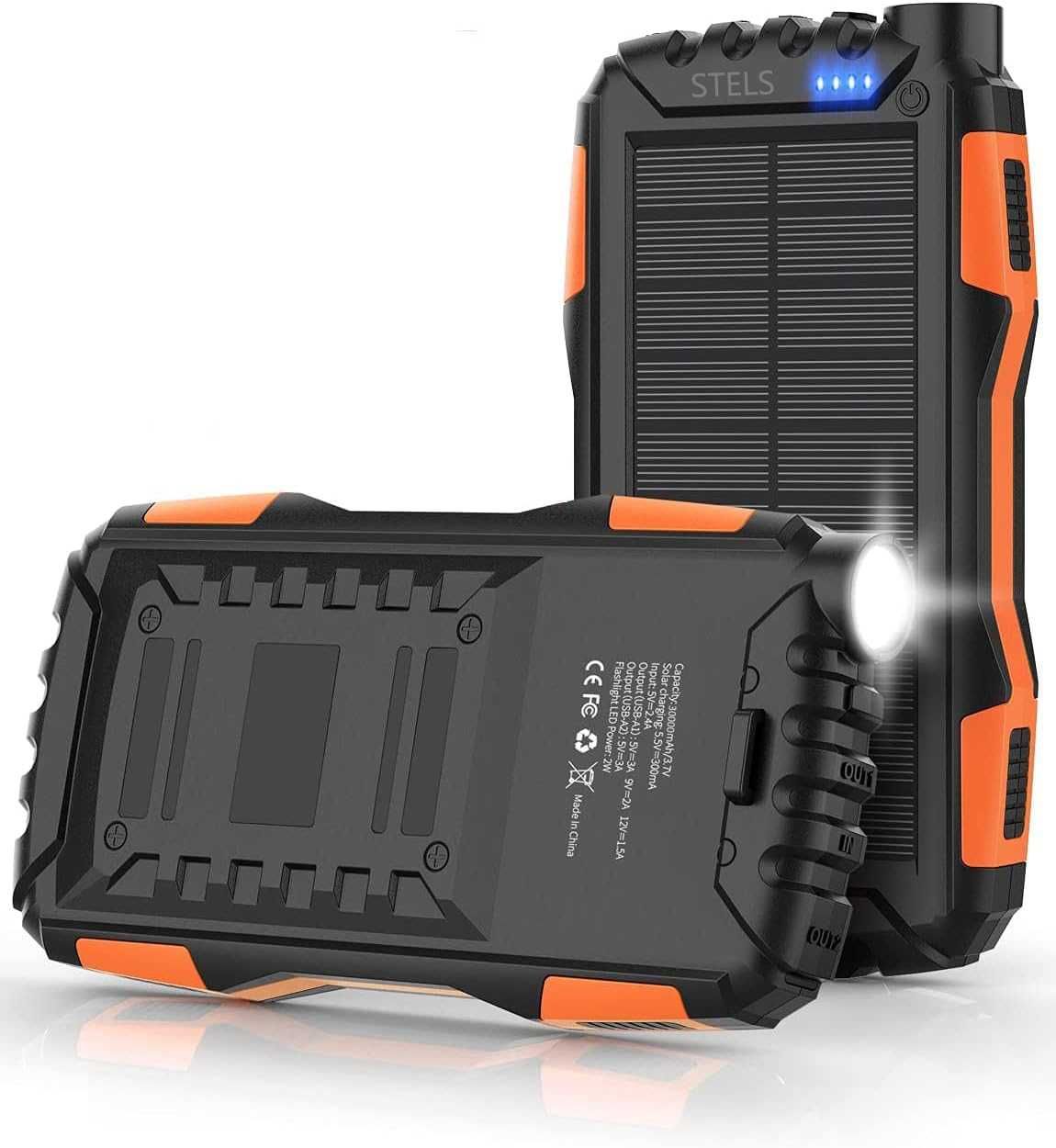 Преносима батерия STELS EnergyPlus 30K, 30000mAh, соларен панел, фенер