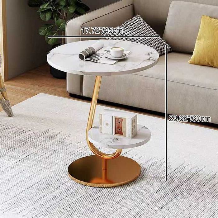 Masuta moderna cu blat tip marmura si raft inferior, cadru metalic