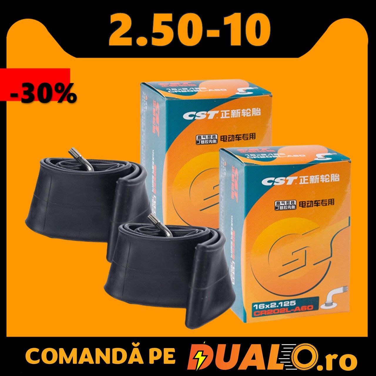 Set 2 Camere aer 2.50-10 scutere trotinete 14 inch cauciuc moto