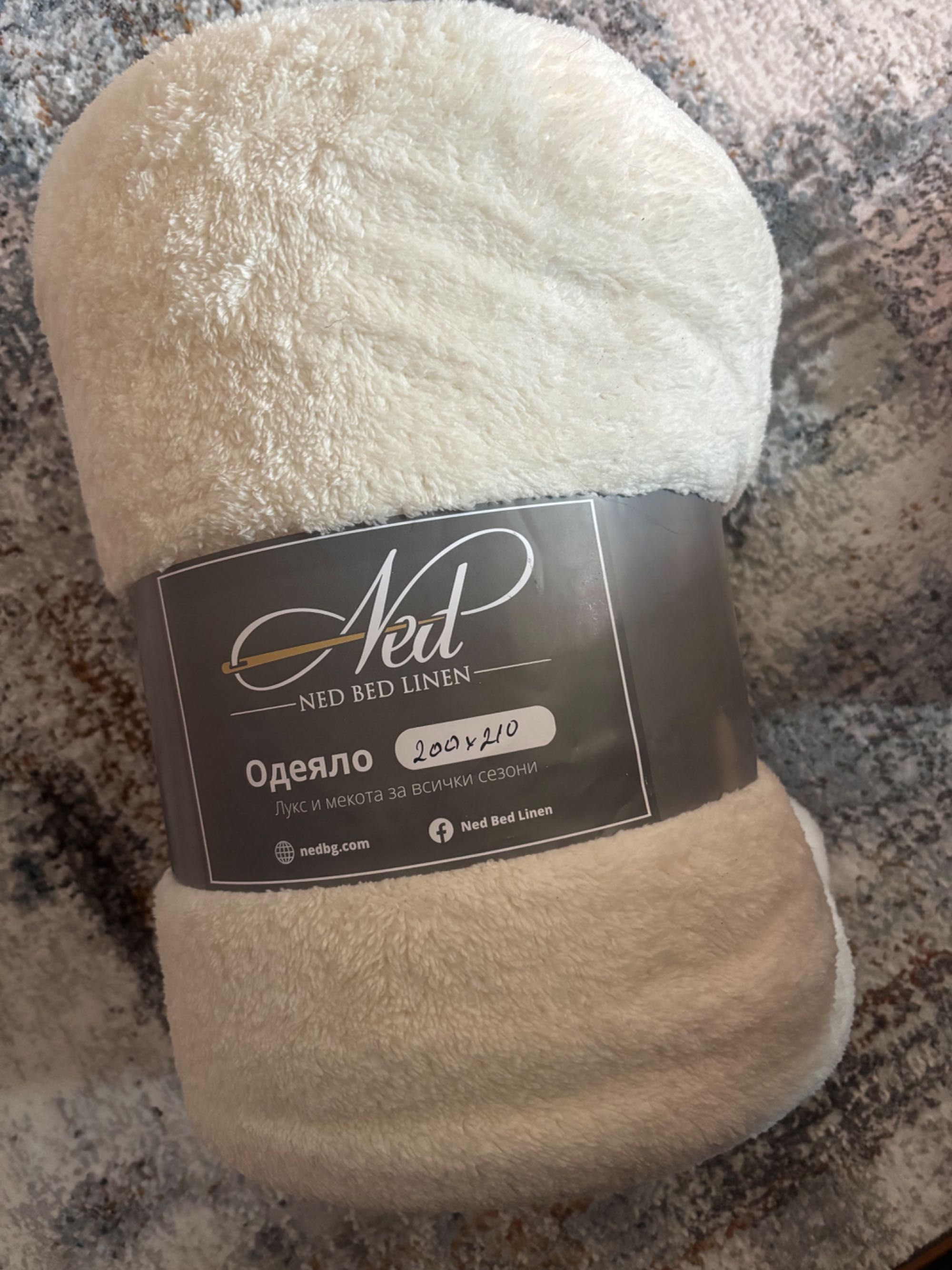 НОВО! Поларено одеяло Ned Bed Linen в цвят екрю, размер 200/210
