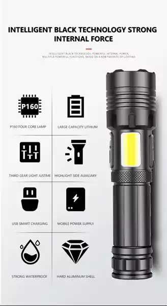 Фенер за лов, 5000LM XHP 160 акумулаторен прожектор