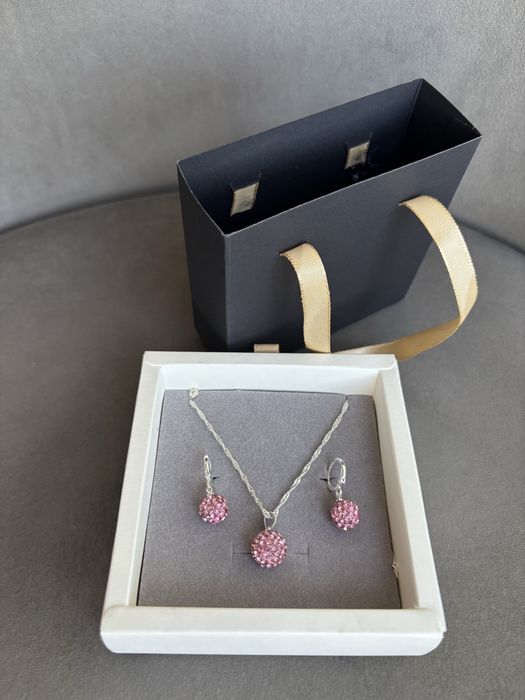 Set elegant - colier si cercei - pietre pretioase si argint 925 - nou