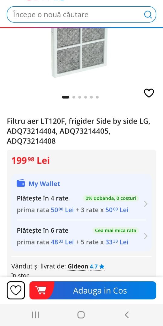 Filtru aer LT120F, frigider Side by side LG, ADQ73214404, ADQ73214405,