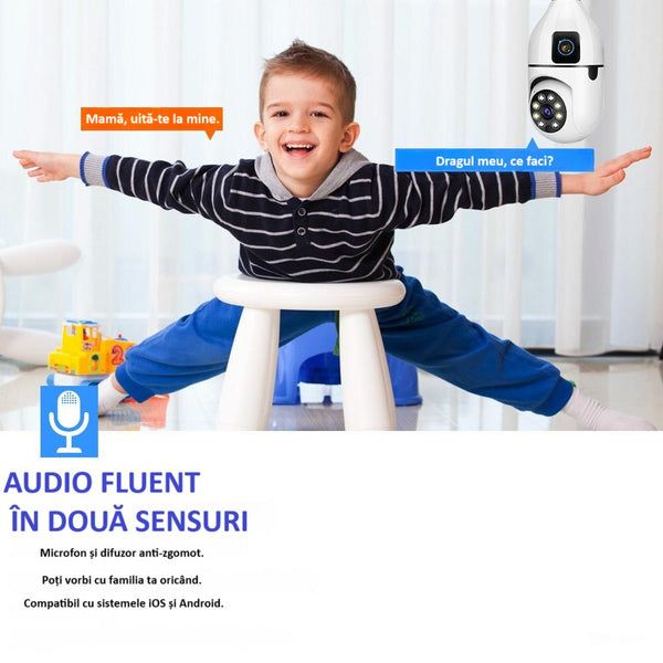 Wi-Fi охранителна камера тип крушка с двойна леща и 360°  / SMK037 /