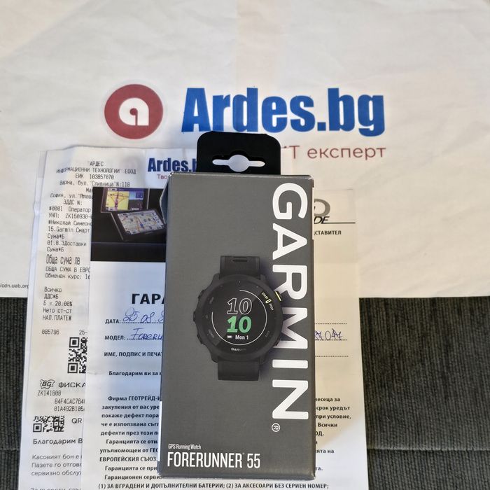КАТО НОВ 42mm Garmin Forerunner 55 Гаранция Ardes 2027 Black / Черен