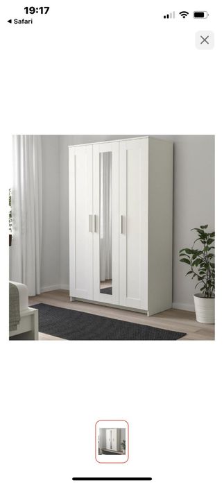 Распашной шкаф IKEA белый, 117x190x50 см