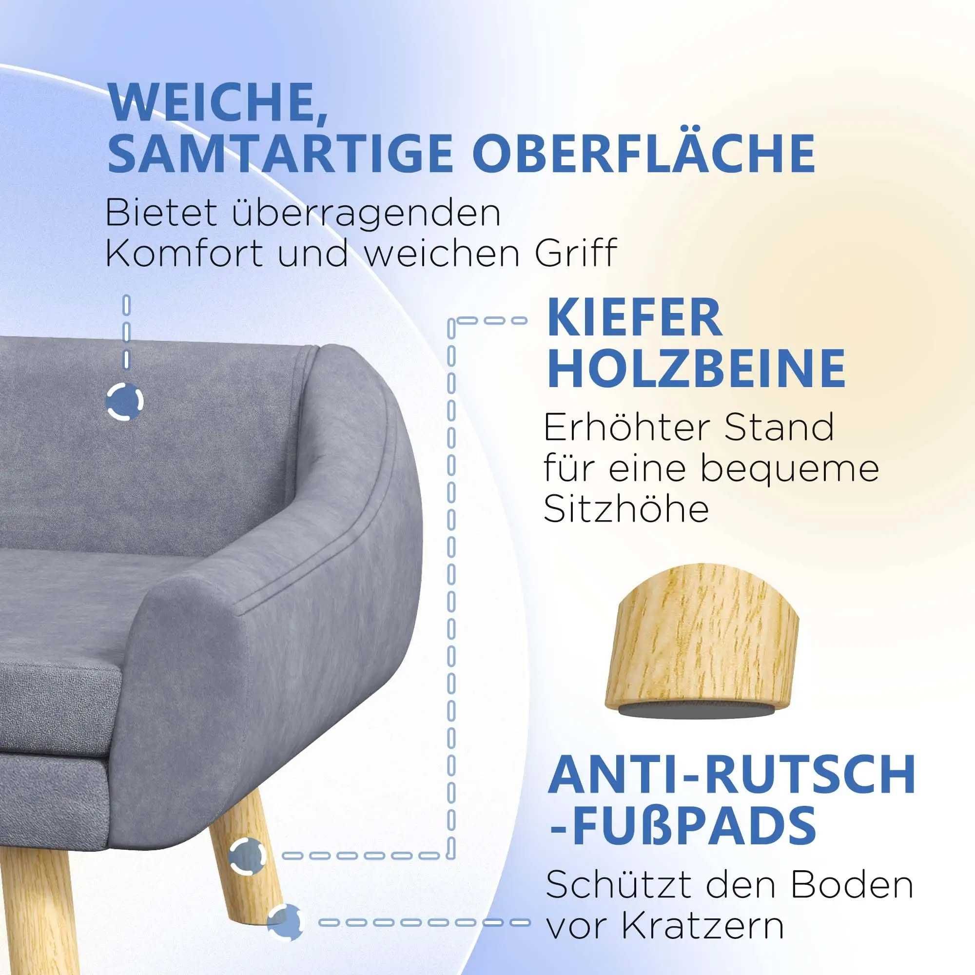Диван за кучета PawHut Pet Sofa, скандинавски дизайн