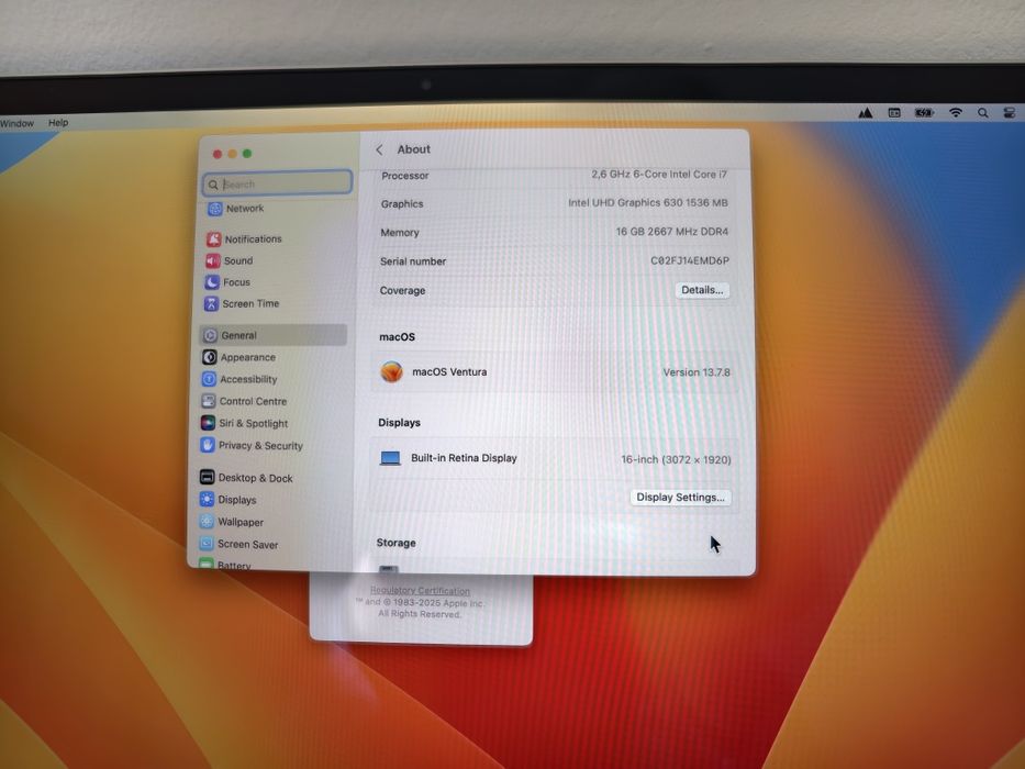 MacBook Pro 16 inch i7 2019