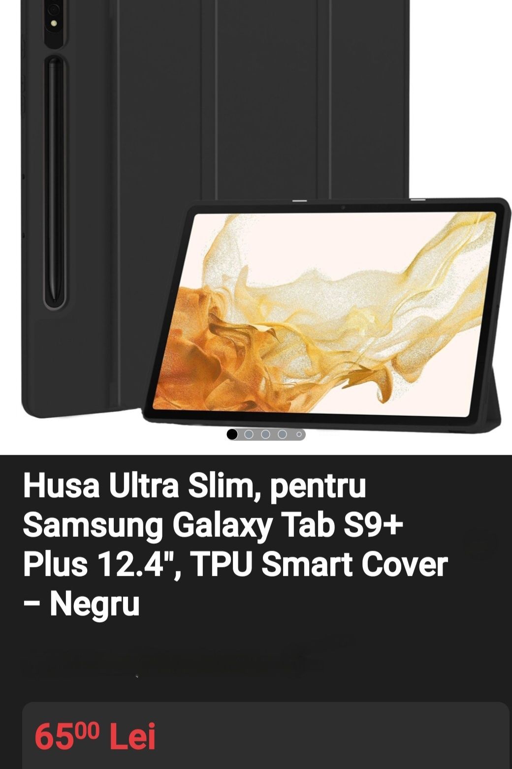 Husa si folie de sticla tableta Samsung Tab S9 plus.