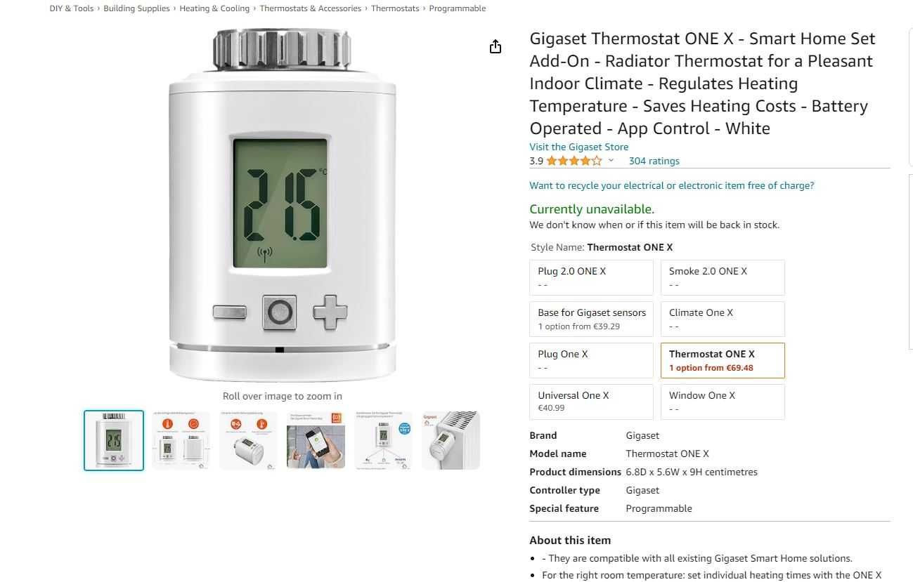 Termostat inteligent de calorifer Gigaset Thermostat ONE X