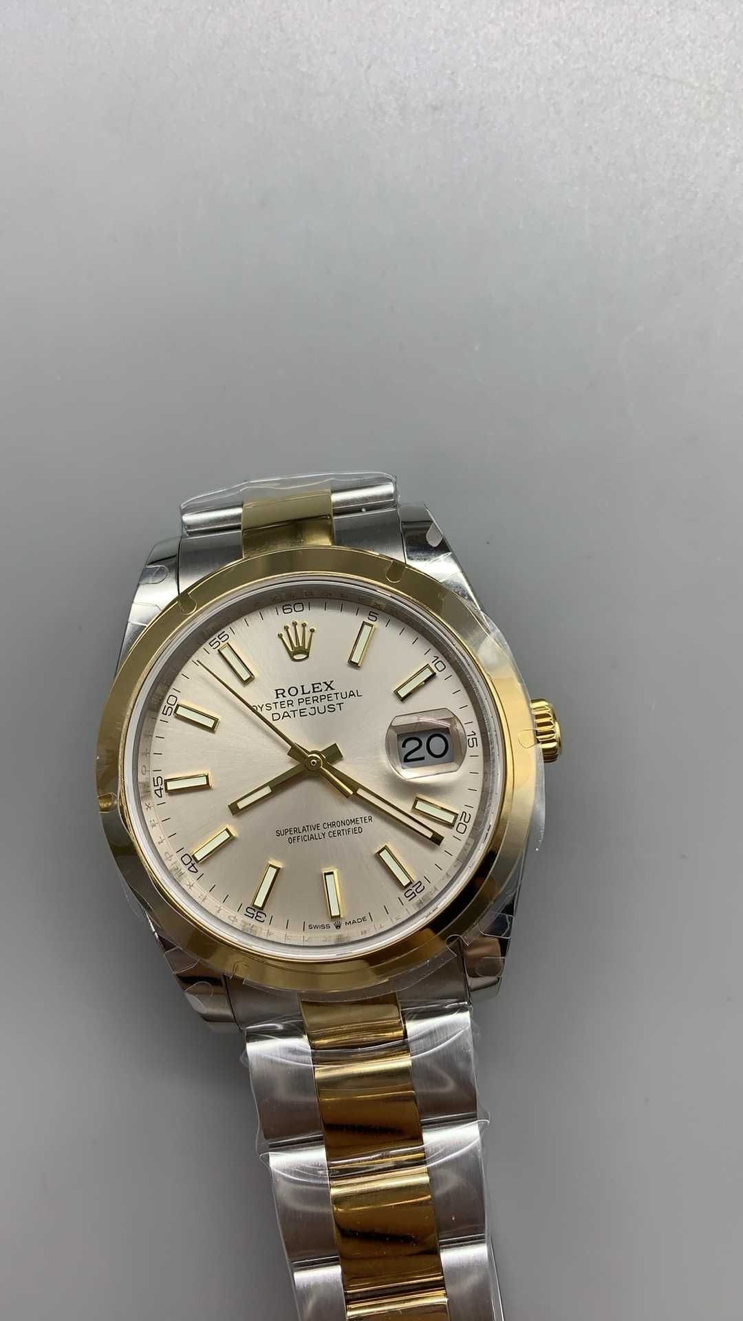 Rolex datejust oyster сребро злато 41mm