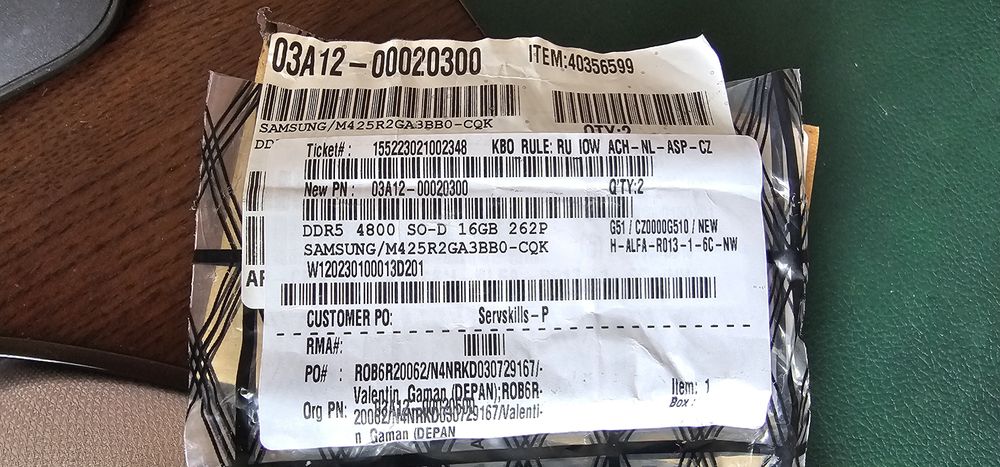 Kit 2 placute 32GB RAM Samsung laptop -  Asus DDR5 16GB 262P 4800 SO-D
