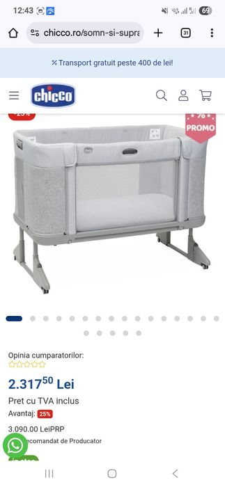 Vând pătuț chicco