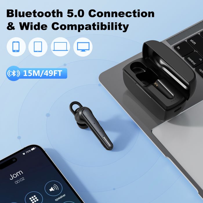 Casca bluetooth 5.1 New Bee M52 Multipoint, 7.2 grame, Neagra