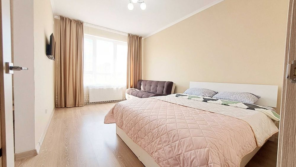 Светлая 1-комн квартира в районе Хан-Шатыр посуточно