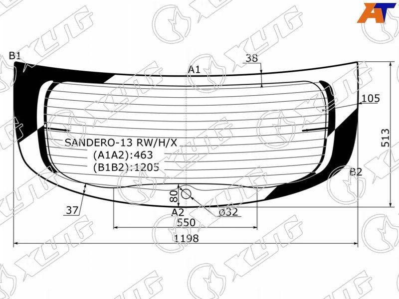 Стекло заднее Dacia Sandero