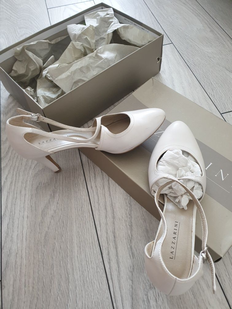 Pantofi albi pentru nunta sau alte evenimente, toc 8cm, alb perlat, 39