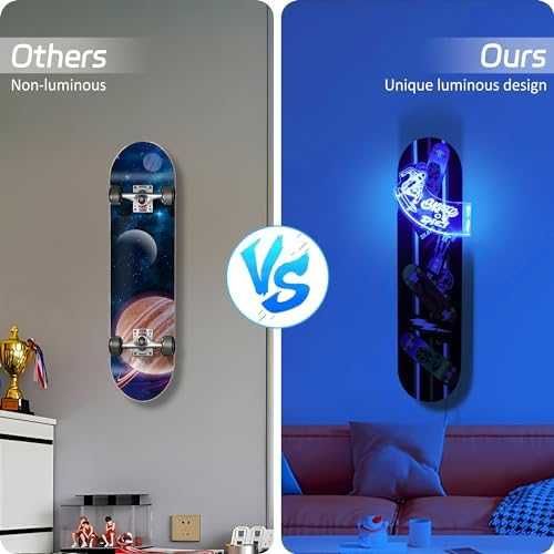 Нова Луминесцентна Стойка за Скейтборд с LED Светлини и USB Захранване