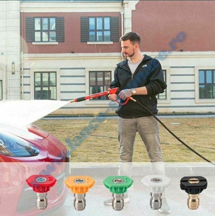 Set pistol spalare cu presiune si 5 duze pulverizare - orice aparat
