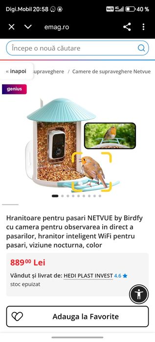 Vand  camera pentru păsări