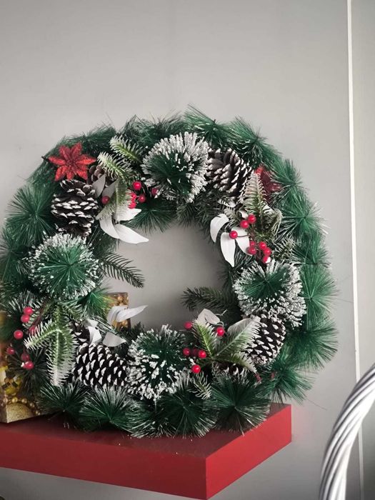 Хвойный новогодний венок 50см