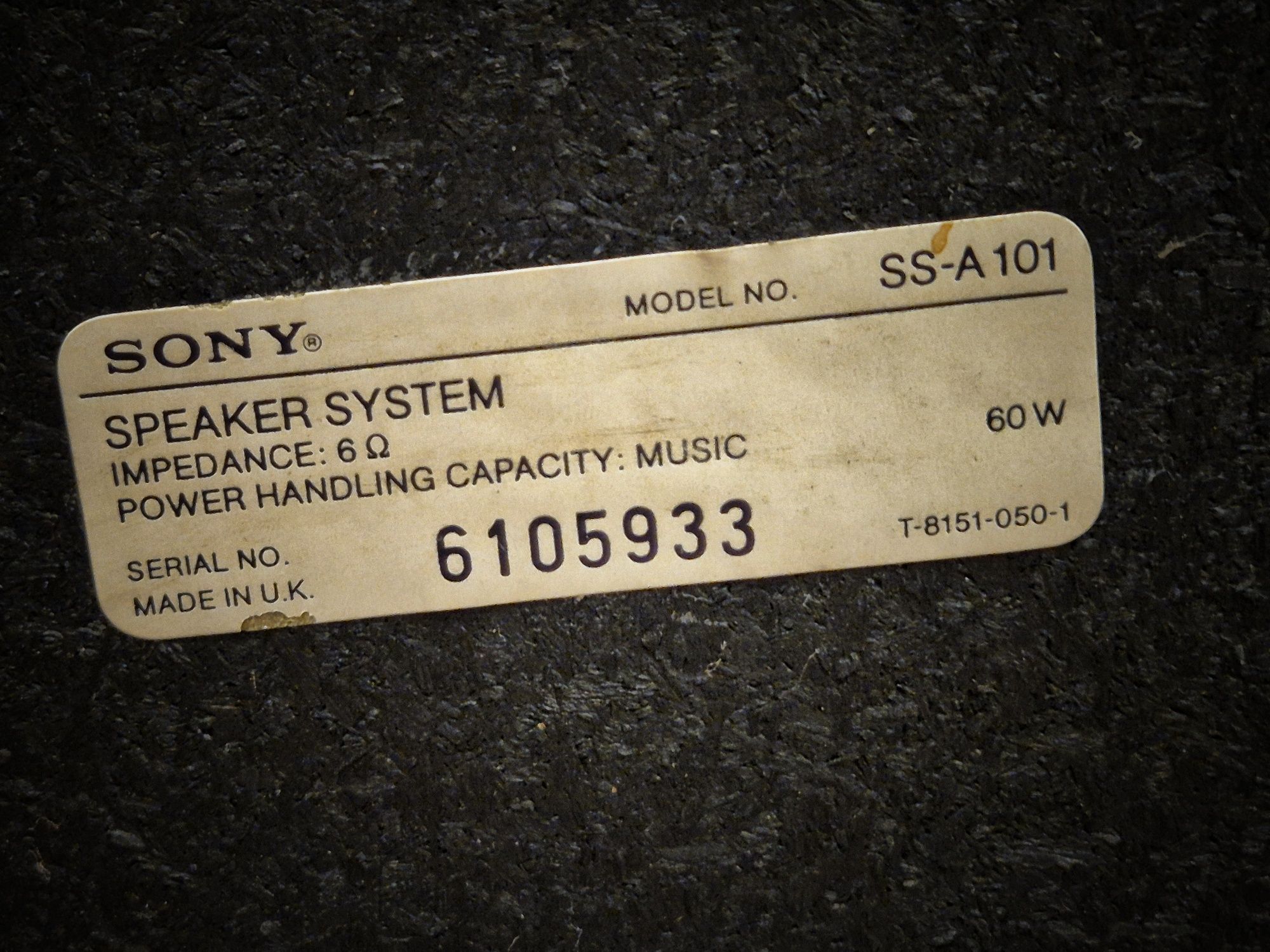 Vand boxe audio Sony SS-A101 – 60W, 6 Ohmi