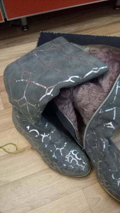 Зимние сапоги натуральная замша и мех