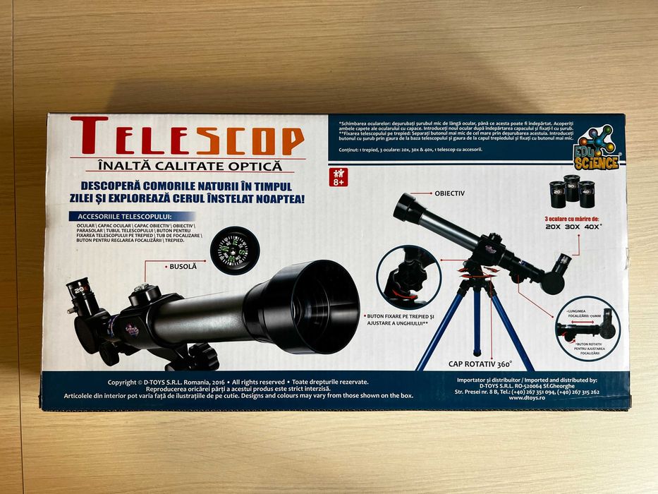 Telescop pentru copii EduScience 20x, 30x, 40x