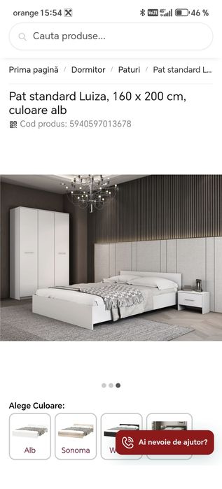 Cadru pat alb folosit