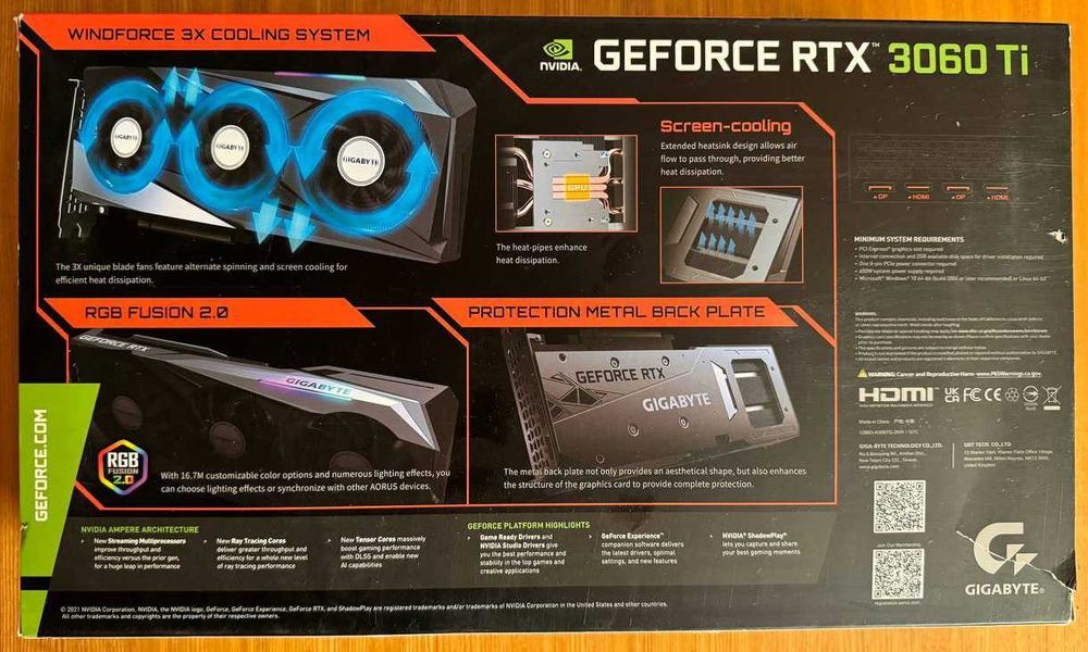 Продаётся Видеокарта Gigabyte NVIDIA GeForce RTX 3060TI GAMING OC 8G