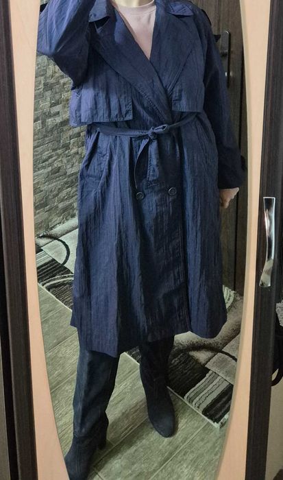 Trench albastru închis, XL modern
