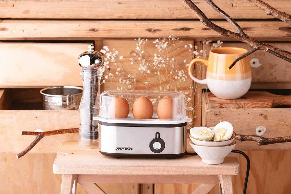 Уред за готвене на яйца Mesko MS 4485, 3 яйца, 210 W, Черен, Сребърен