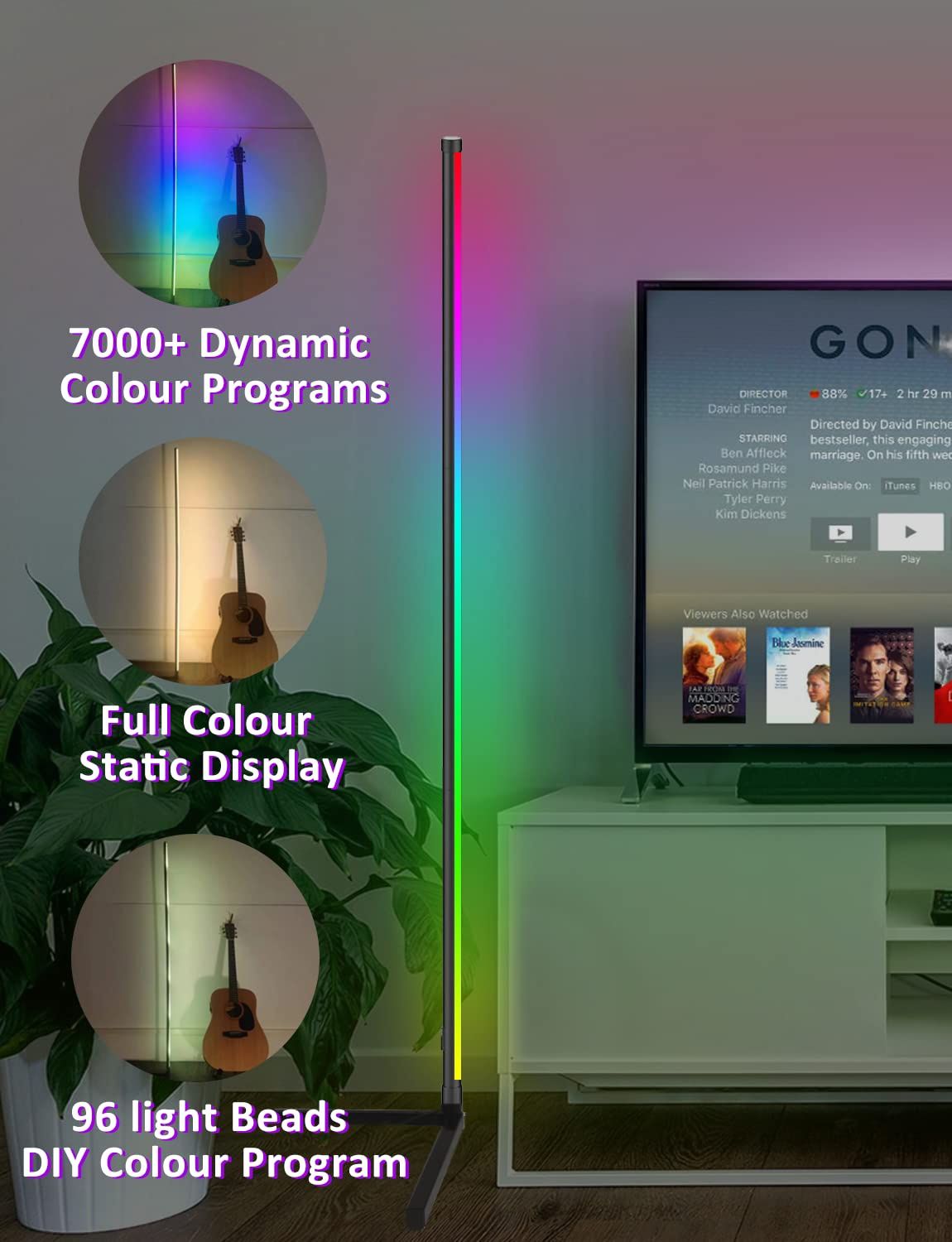 Ъглова лампа Smart LED RGB подова лампа лампион 153см. димируема