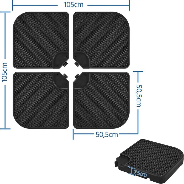 Baza umbrela 4 bucati, umplere cu apa sau nisip |R 592707 Black