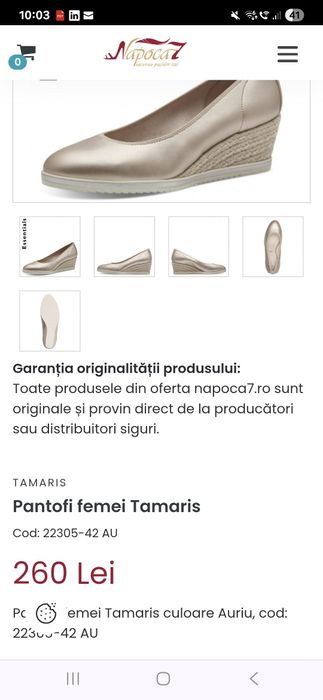 Pantofi Tamaris marime 38