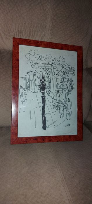 Tablou vechi, grafică, deosebit,semnat, de colecție.