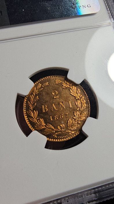 Moneda 2 bani 1867 MS66 PL top pop