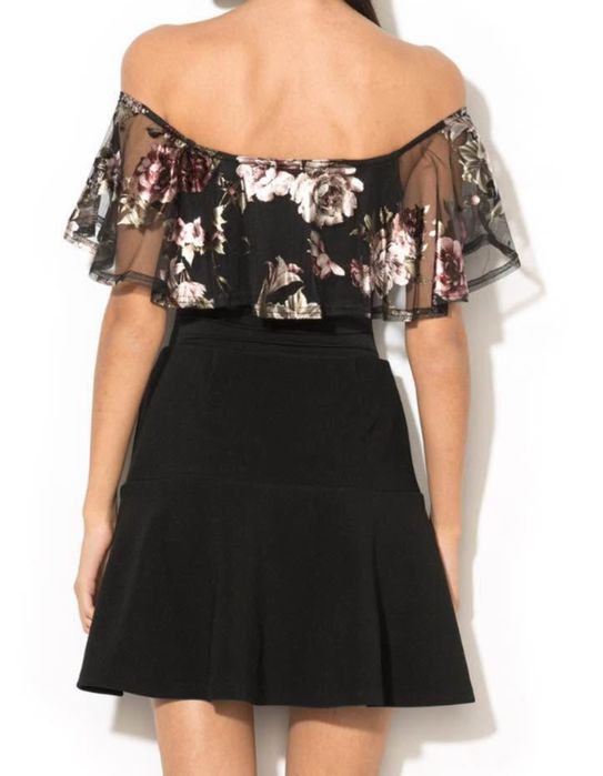Body cu volan de plasa cu imprimeu NEW LOOK