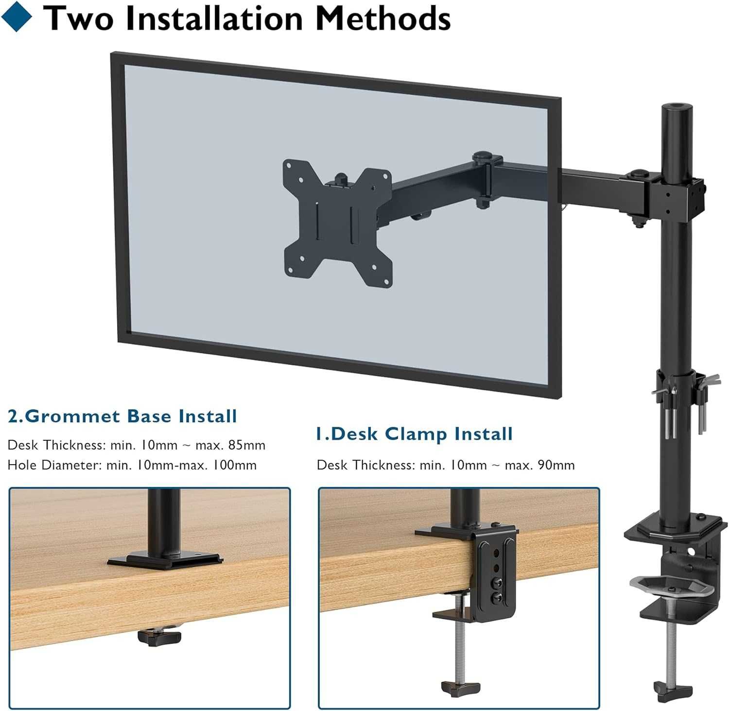 Suport monitor reglabil 13-32 inch 8 kg, VESA 75/100 braț pivotant