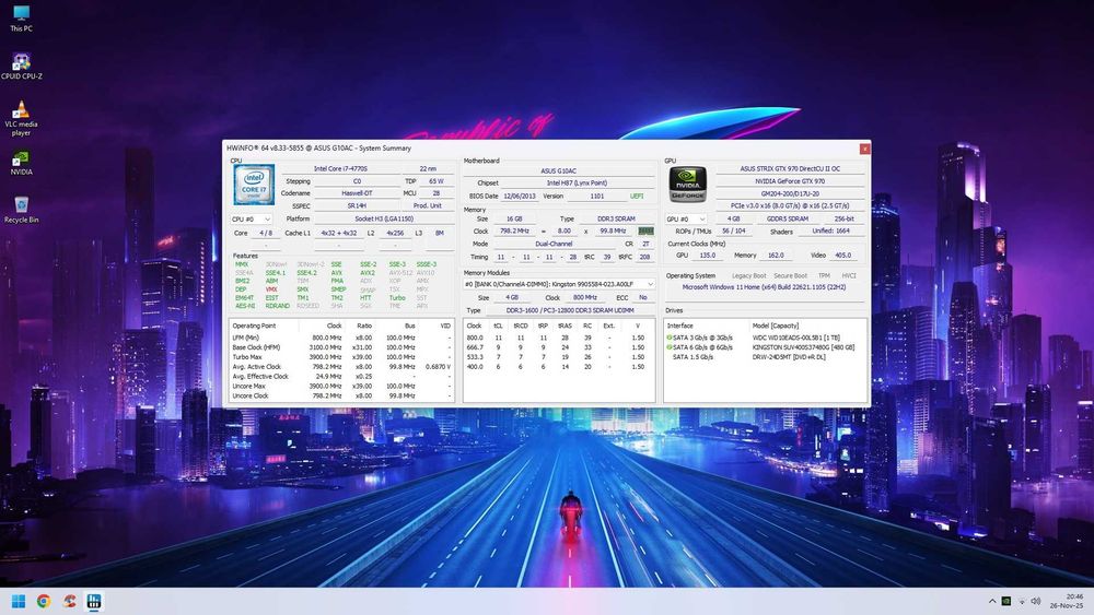 PC Gaming i7 Racire Lichid/RGB/16GB/SSD480+1TB/GTX970/WiFi/W11 1000lei