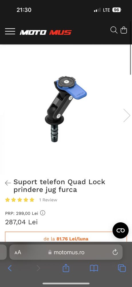 Suport telefon moto Quadlock prindere jug furca