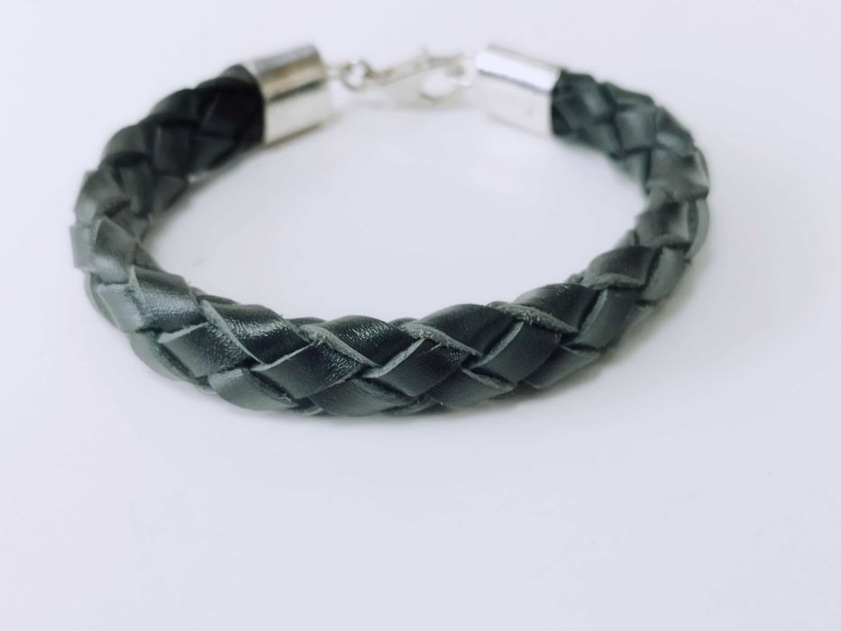 Bratara barbateasca piele împletita, si argint masiv 925