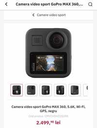 Vand / schimb Camera video GoPro MAX 360, 5.6K, Wi-Fi, GPS, negru