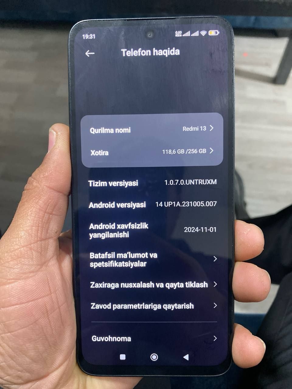Redmi 13c sotiladi
Xolati yaxshi olinganiga 3oy bulgan registratsiya b
