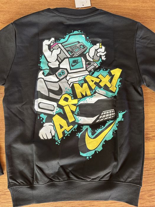 Мъжка,памучна,черна блуза Nike Air Max с голяма щампа на гърба