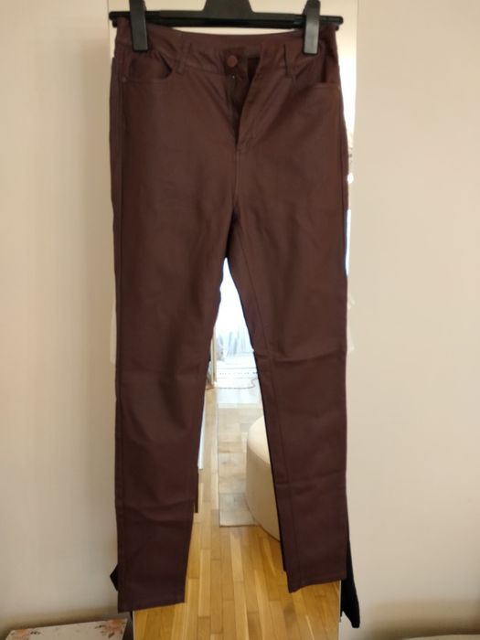 Pantaloni dama din piele grena 42 L