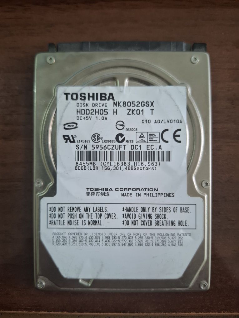 HDD Toshiba 80Gb Sata 2,5" для ноутбуков