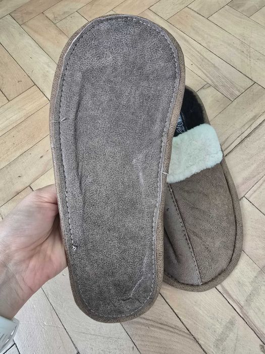 Papuci de casa din piele naturala si blana 42