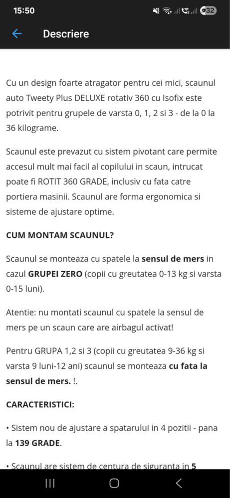 Scaune auto pentru copii. Pretul este pe bucata